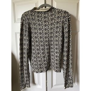 Urban outfitters size L black and cream butterfly and flower patchwork mock neck